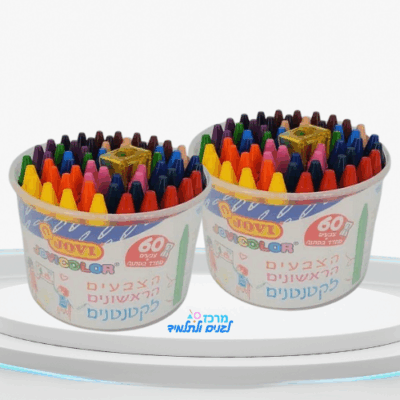 2 כוסות צבעי שעווה + מחדד JOVI